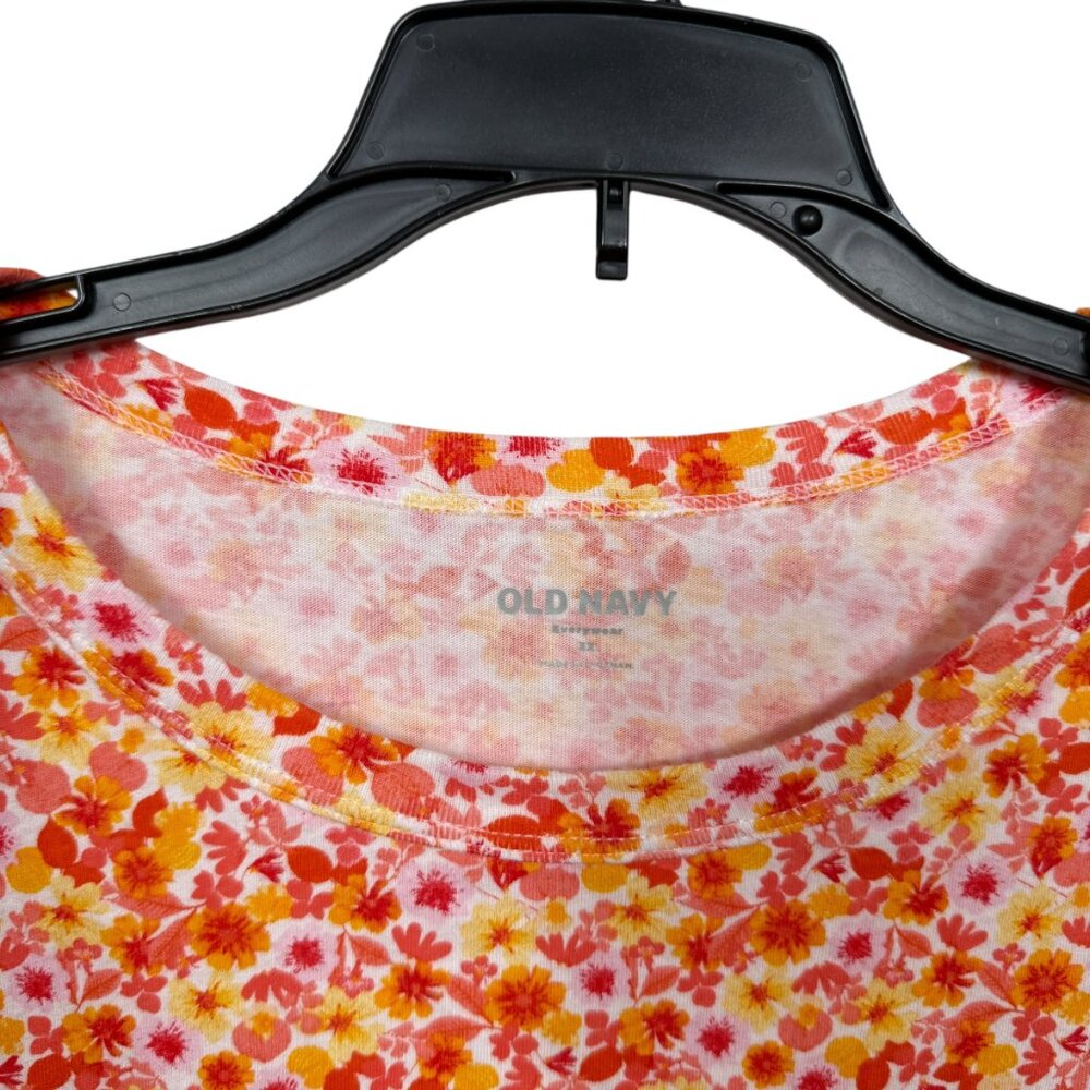 Old Navy Everyday T Shirt Womens 3X Orange Floral Crewneck Short Sleeve Casual - Picture 3 of 7